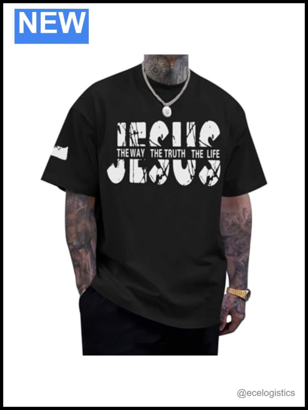 Christian Religious Cross Bible Verse Inspirational Oversized Graphic Tee